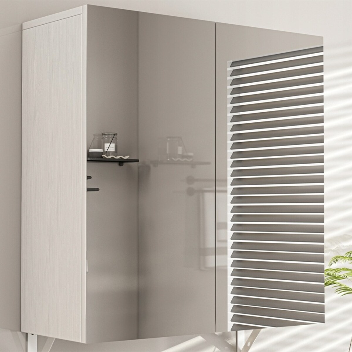 Szafka łazienkowa wisząca z lustrem nad umywalkę 2 drzwi biała nowoczesna