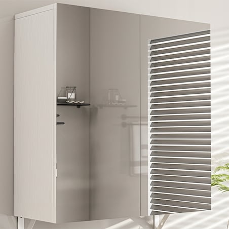 Szafka łazienkowa wisząca z lustrem nad umywalkę 2 drzwi biała nowoczesna