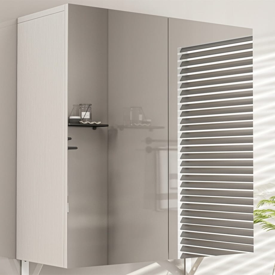 Szafka łazienkowa wisząca z lustrem nad umywalkę 2 drzwi biała nowoczesna