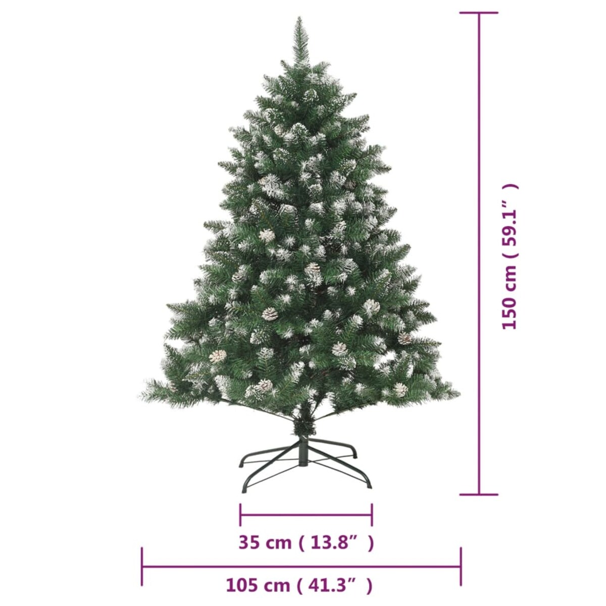 vidaXL Sztuczna choinka ze stojakiem, 150 cm, PVC
