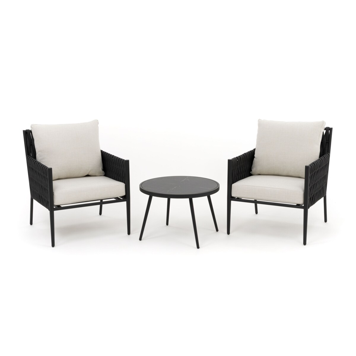 Zestaw mebli ogrodowych taras balkon aluminiowe BELIZE czarno beżowe