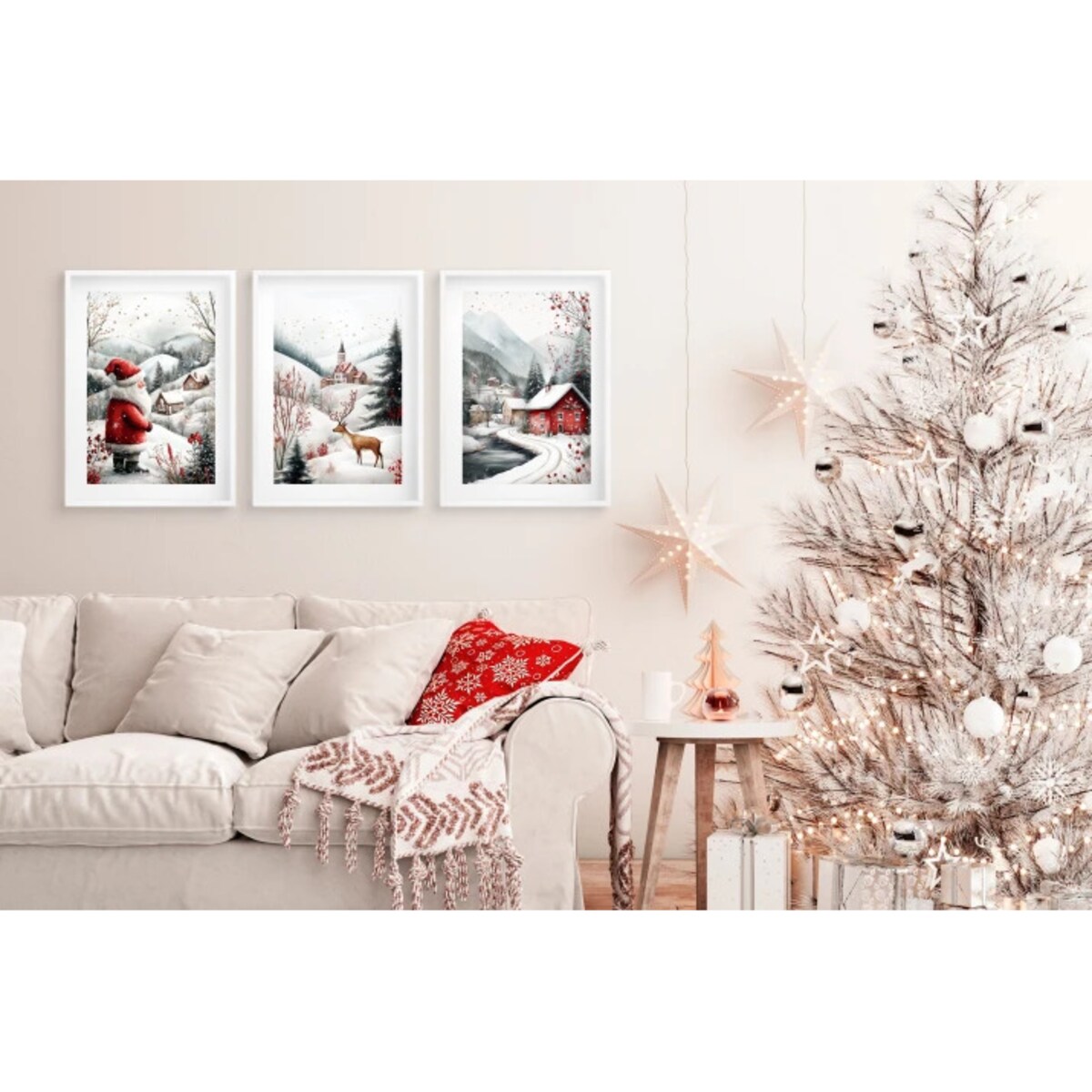 Zestaw Obrazów Plakatów ściennych na Boże Narodzenie Święta do salonu