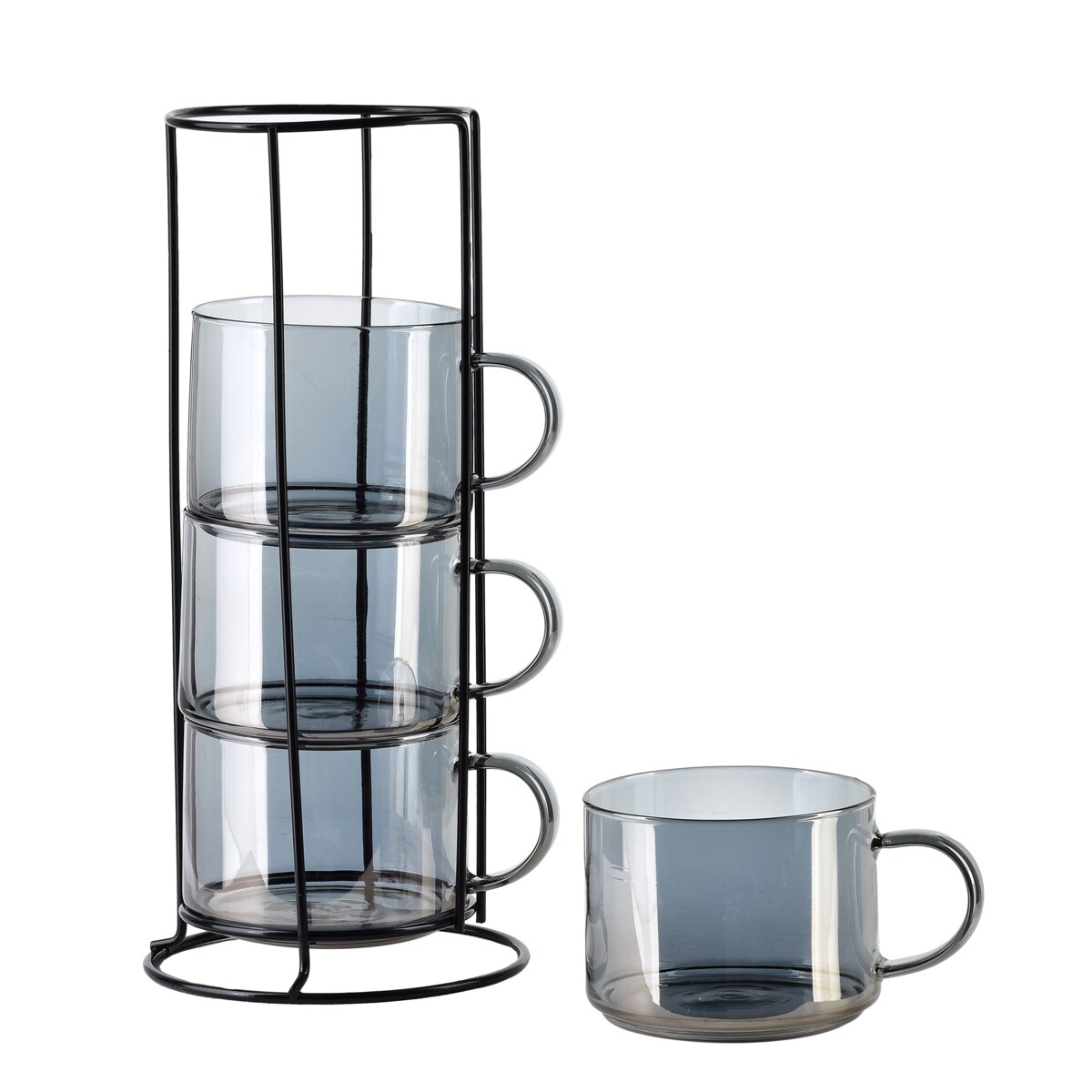 PETER GREY Komplet 4 filiżanek na stojaku 350ml 12.5x12.5xh27cm