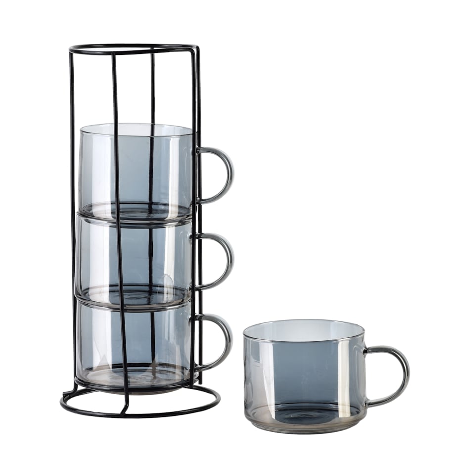 PETER GREY Komplet 4 filiżanek na stojaku 350ml 12.5x12.5xh27cm