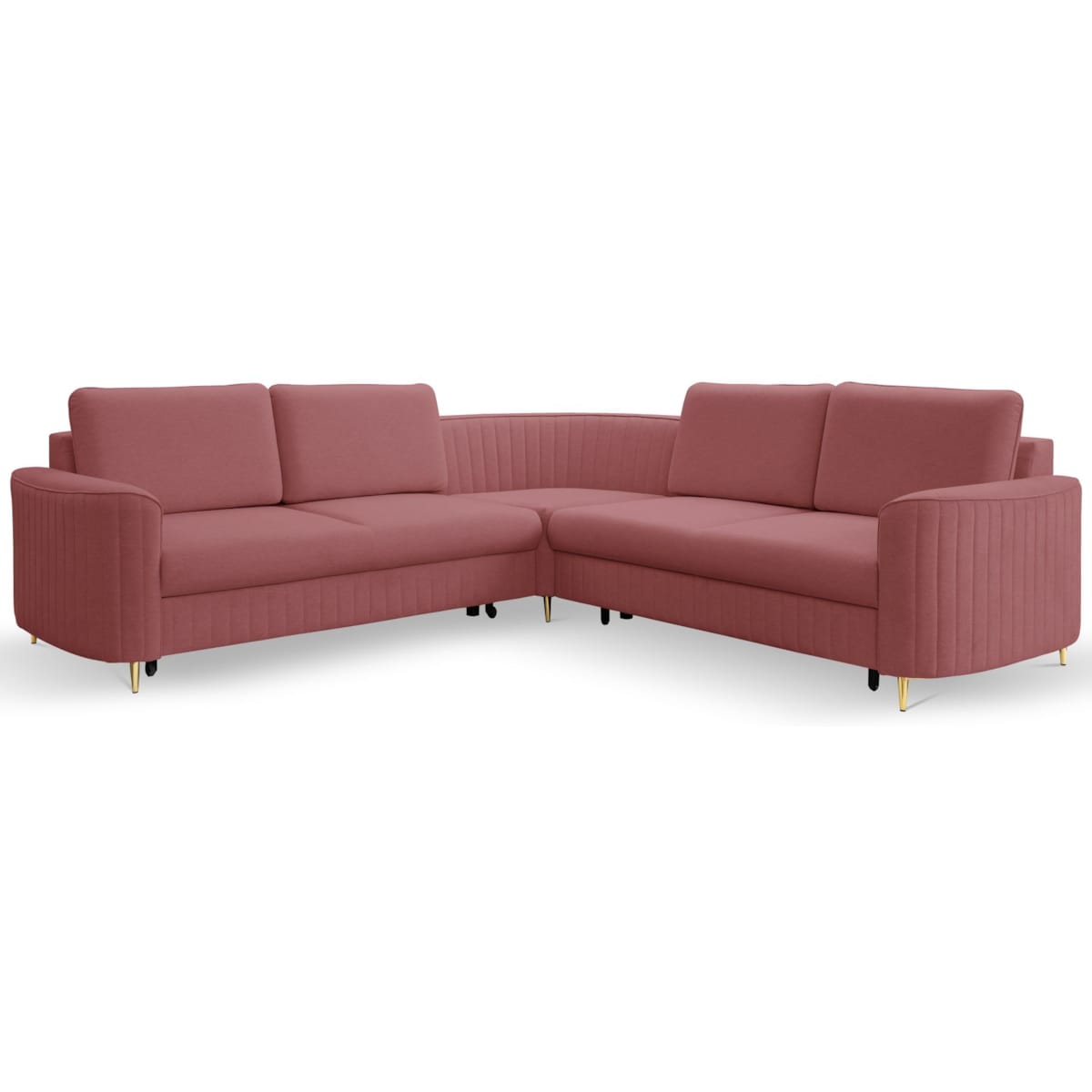 Narożnik z funkcją spania i pojemnikiem na pościel LOREN, jasny bordowy