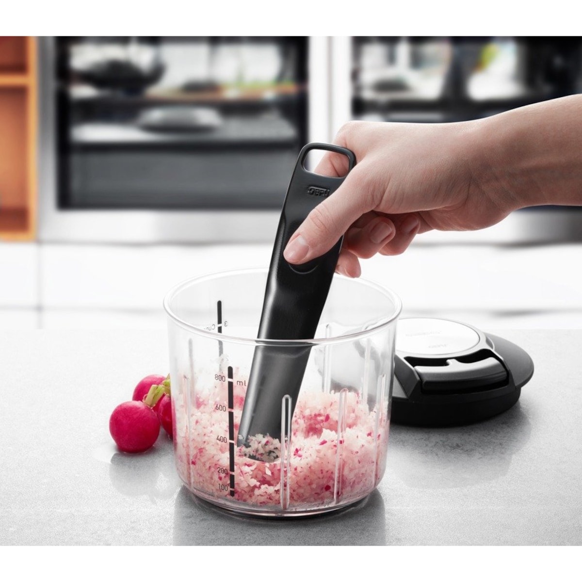 Szatkownica do warzyw i owoców ze stali nierdzewnej, praktyczna maszynka do siekania z pojemnikiem