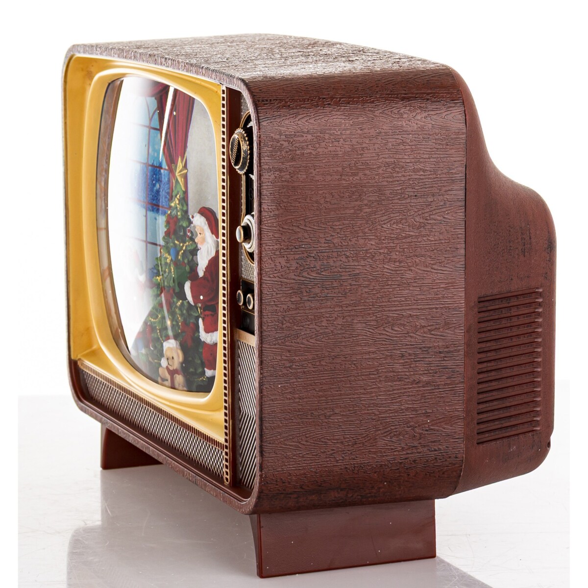 Dekoracja świąteczna - Telewizor z Mikołajem i choinką 17x21x12 cm LED i pozytywką