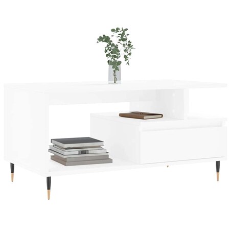 vidaXL Stolik kawowy, biały 90x49x45 cm, materiał drewnopochodny