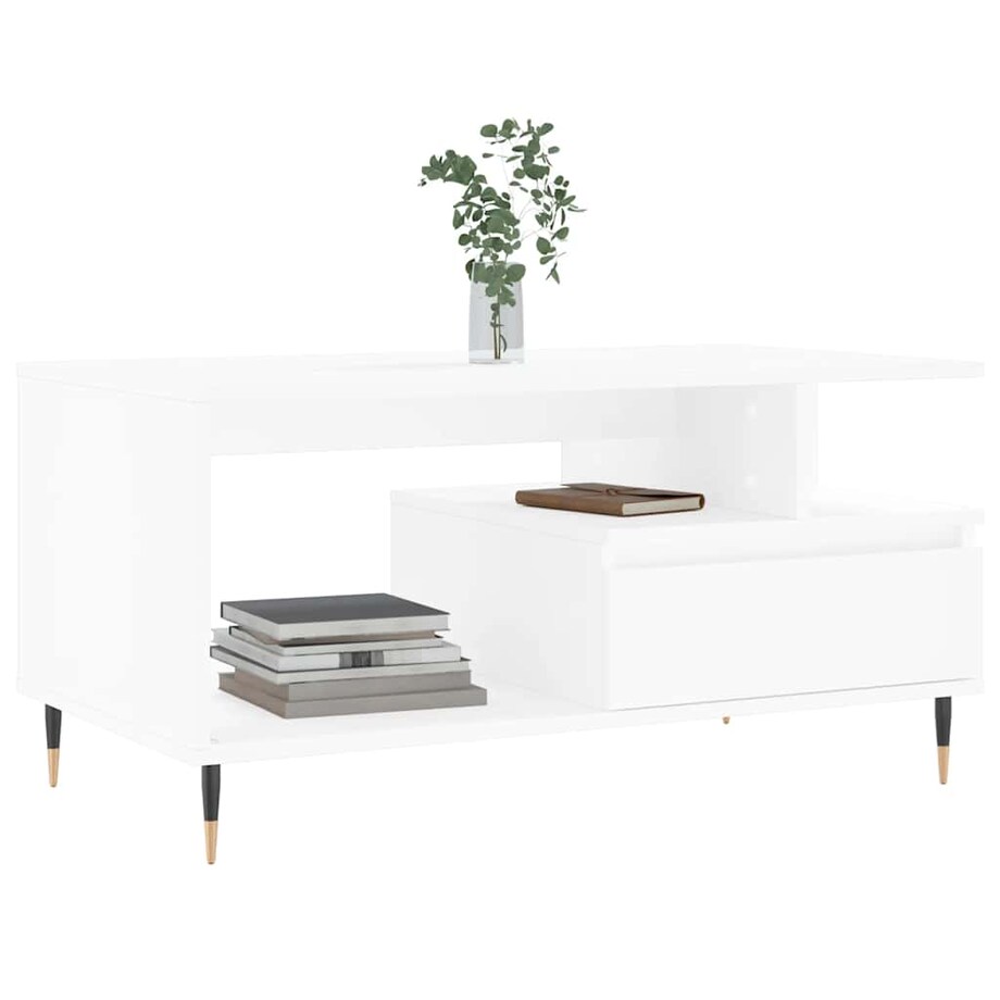 vidaXL Stolik kawowy, biały 90x49x45 cm, materiał drewnopochodny