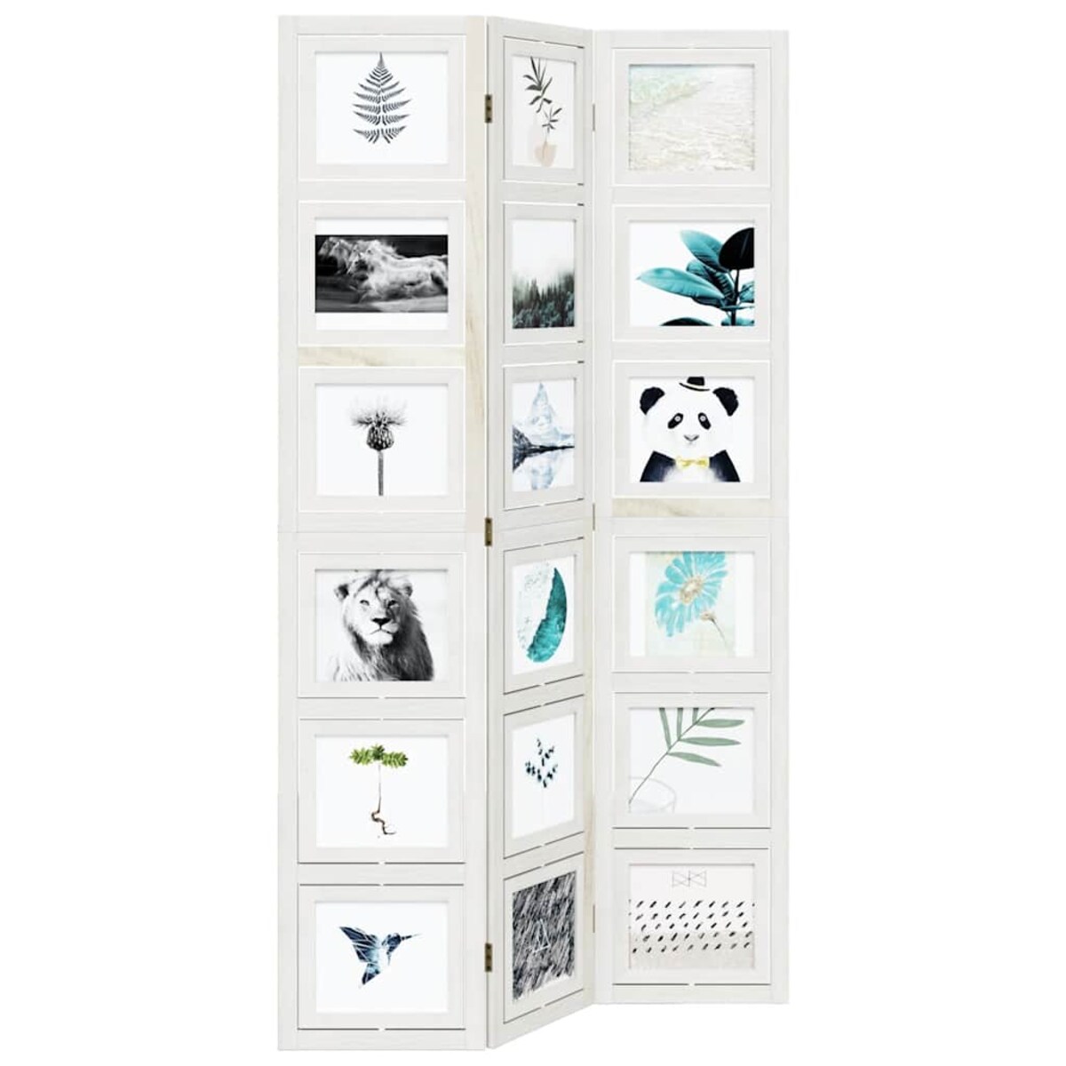 vidaXL Parawan pokojowy, 3-panelowy, biały, lite drewno paulowni