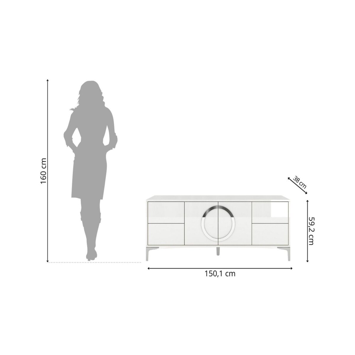 Biała nowoczesna komoda RTV Dancan EVA / połysk