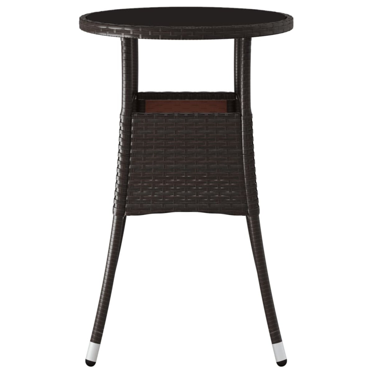 vidaXL Stolik ogrodowy, Ø60x75 cm, szkło i rattan PE, brązowy