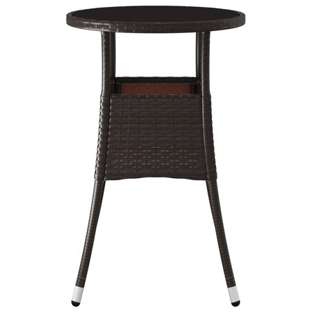 vidaXL Stolik ogrodowy, Ø60x75 cm, szkło i rattan PE, brązowy