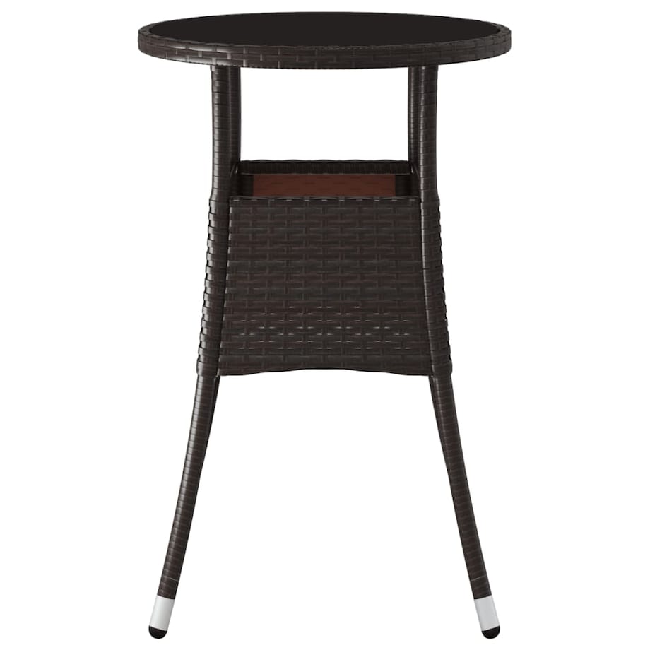 vidaXL Stolik ogrodowy, Ø60x75 cm, szkło i rattan PE, brązowy