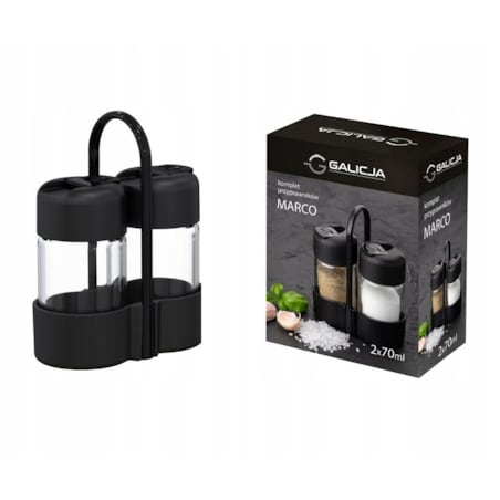 PRZYPRAWNIK na stół restauracji domu CZARNY solniczka pieprzniczka pojemnik