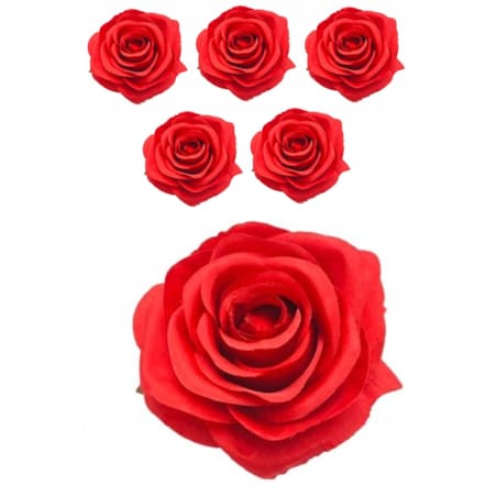 Róża CZERWONA sztuczna wyrobowa do wiązanek stroik główka pąk kwiaty 6szt