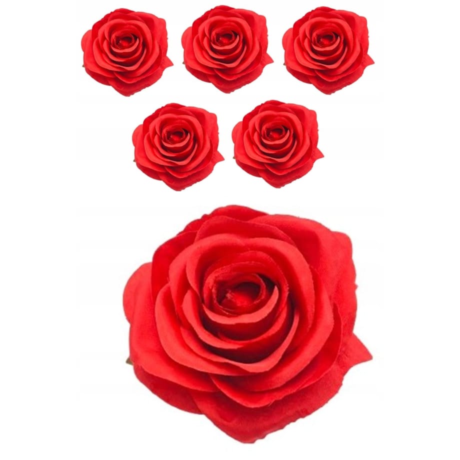 Róża CZERWONA sztuczna wyrobowa do wiązanek stroik główka pąk kwiaty 6szt