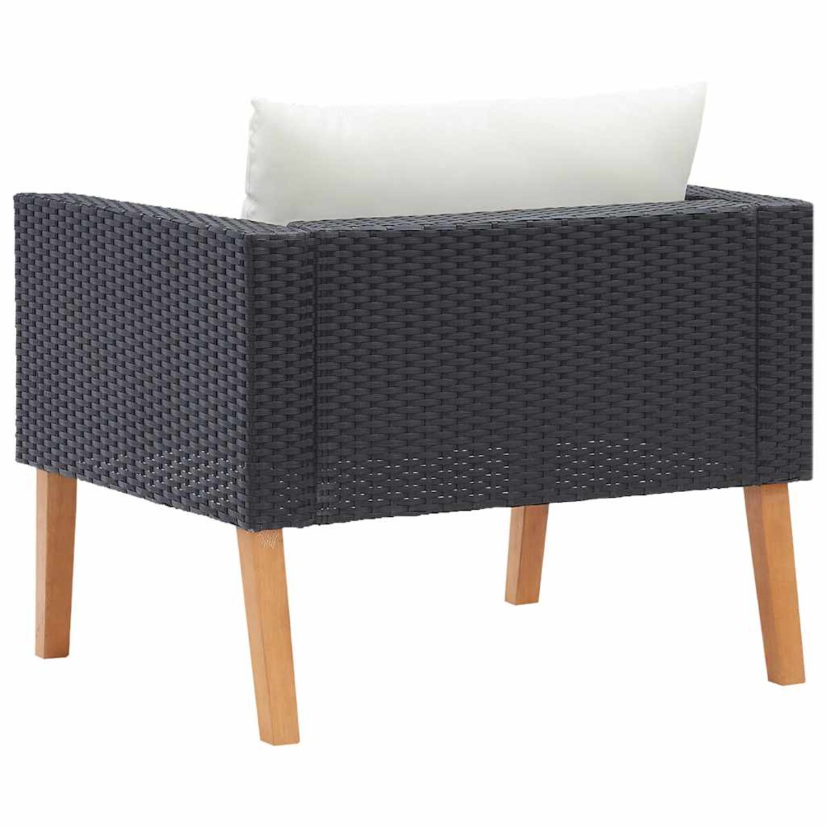 vidaXL Pojedyncza sofa ogrodowa z poduszkami, rattan PE, czarny