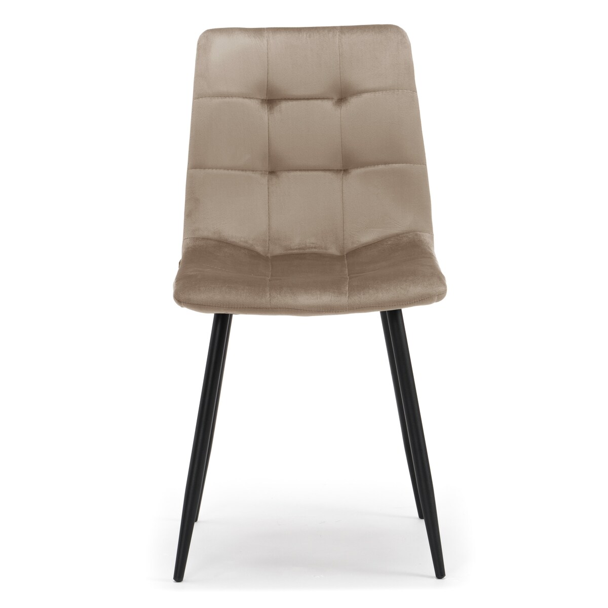 Krzesło tapicerowane pikowane welurowe do salonu jadalni PARMA ciemnobeżowa