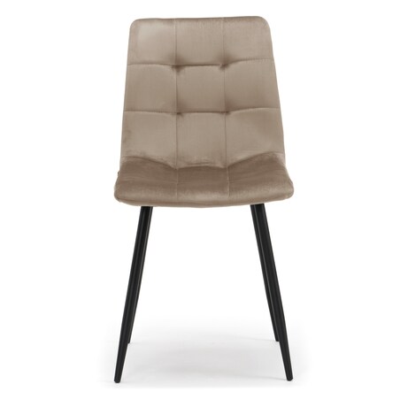 Krzesło tapicerowane pikowane welurowe do salonu jadalni PARMA ciemnobeżowa