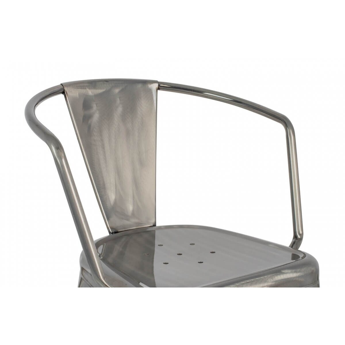 Srebrne krzesło z podłokietnikami Tower Arm do kuchni