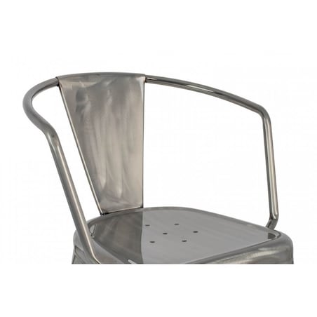 Srebrne krzesło z podłokietnikami Tower Arm do kuchni