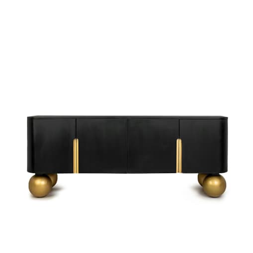 MaMaison szafka RTV ORGANIC czarna / złota / drewno