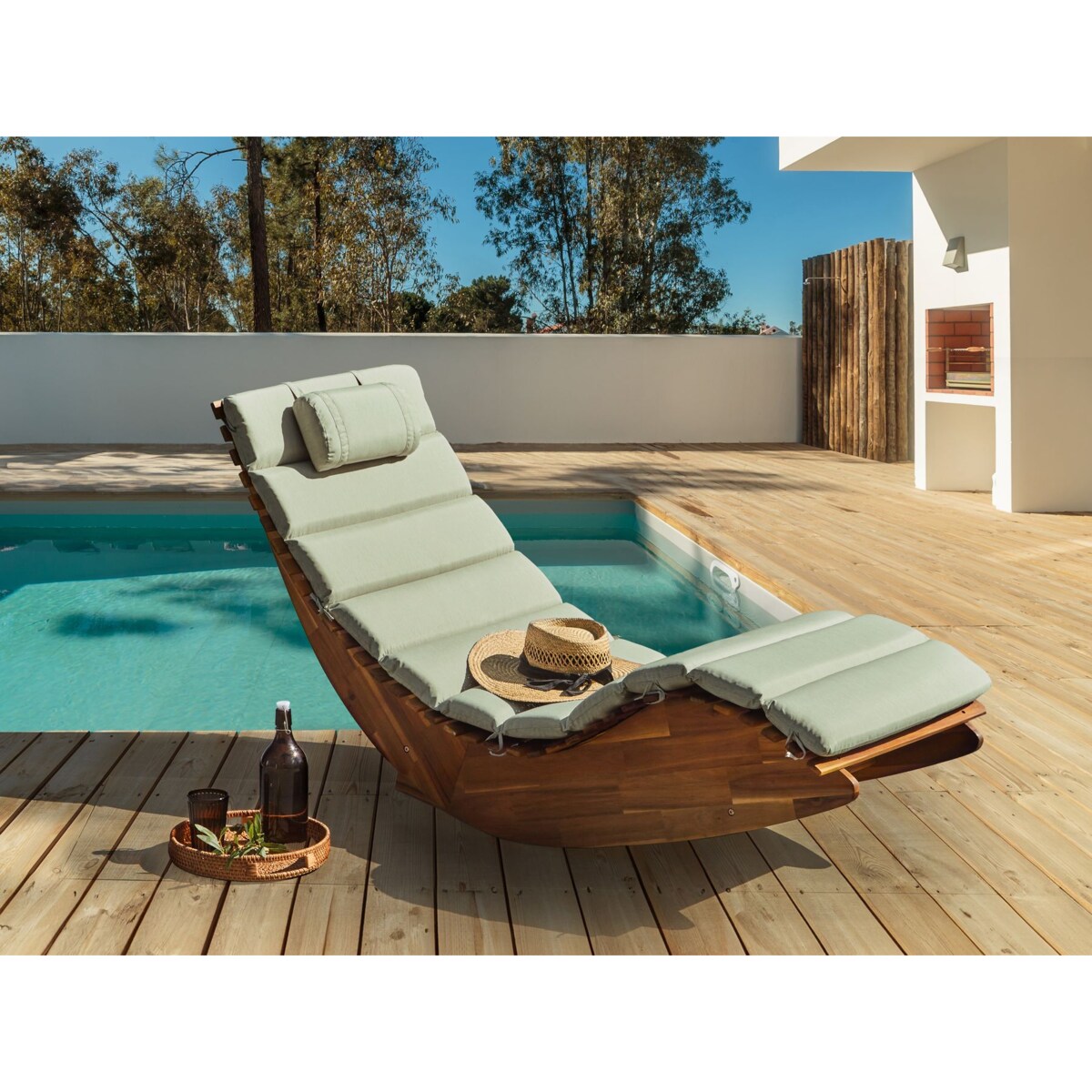 Poduszka na leżak ogrodowy BRESCIA PREMIUM 180 x 60 cm Jasnozielony