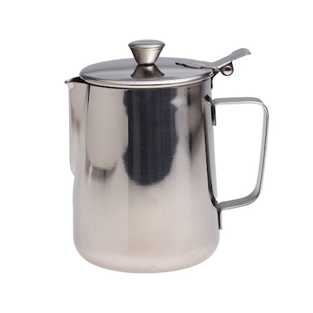 Stalowy kubek dzbanek mlecznik 600ml z pokrywką KAMILLE