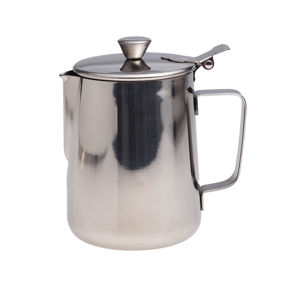 Stalowy kubek dzbanek mlecznik 600ml z pokrywką KAMILLE