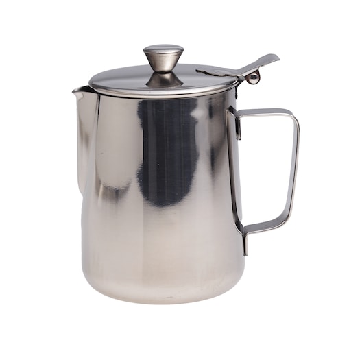 Stalowy kubek dzbanek mlecznik 600ml z pokrywką KAMILLE