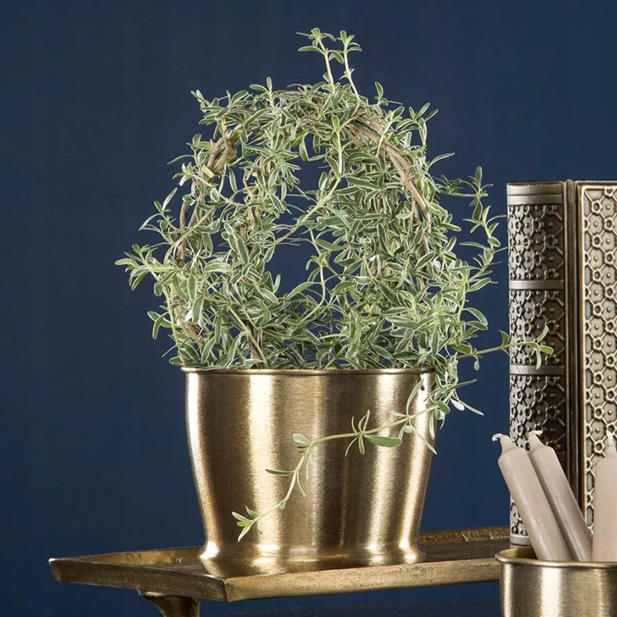 DONICZKA ZŁOTA LOFT 18cm okrągła metalowa na balkon parapet do domu salonu