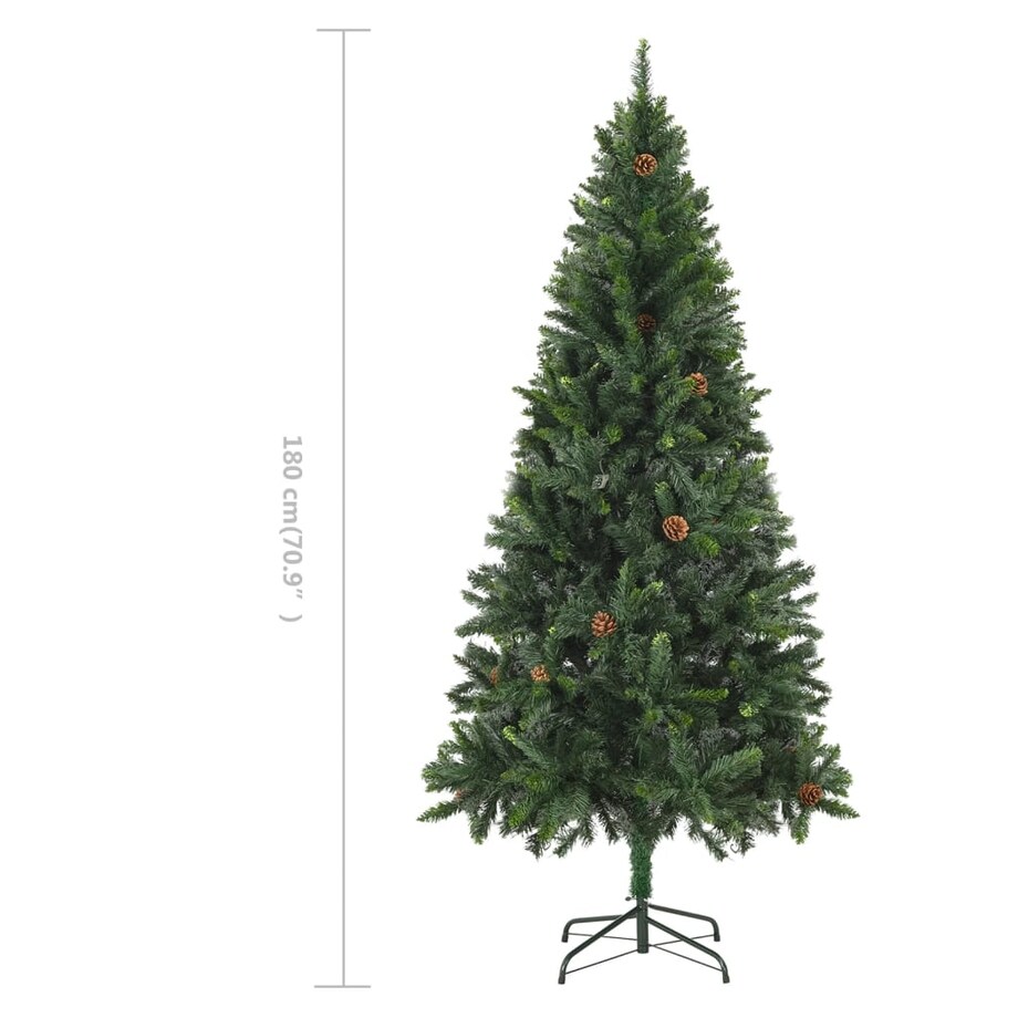 vidaXL Sztuczna choinka z szyszkami, zielona, 180 cm