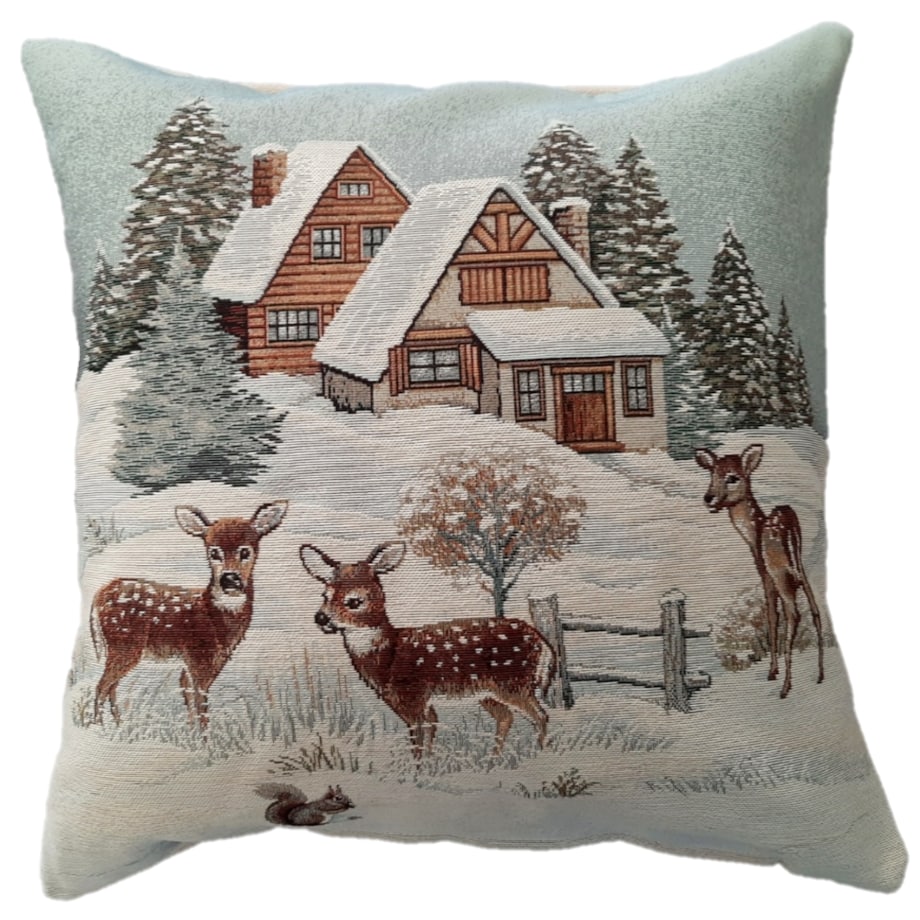 Poszewka Na Poduszkę Jasiek 45X45 Cm Żakardowa Dekoracyjna Ozdobna Z Jelonkami