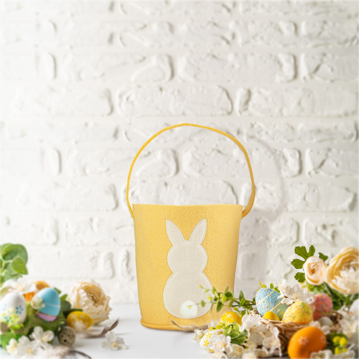 Koszyk Koszyczek Filcowy Wielkanocny Na Jajka Pisanki Dekoracja Ozdoba Z Zajączkiem Pomarańczowy