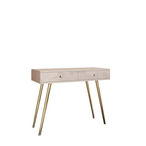Konsola SIENNA KASZMIR na skośnych, złotych nóżkach, uchwyt biały kryształ