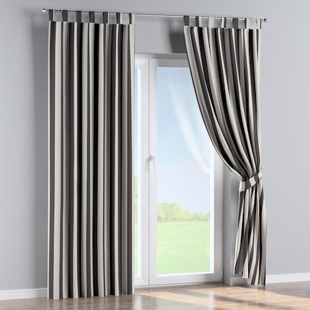 Zasłona na szelkach 1 szt. 130x245 biało-grafitowe pionowe pasy (5,5cm)