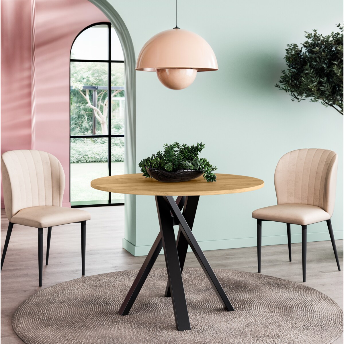 Okrągły stół IGO na matealowej podstawie średnica blatu 75 cm- craft złoty