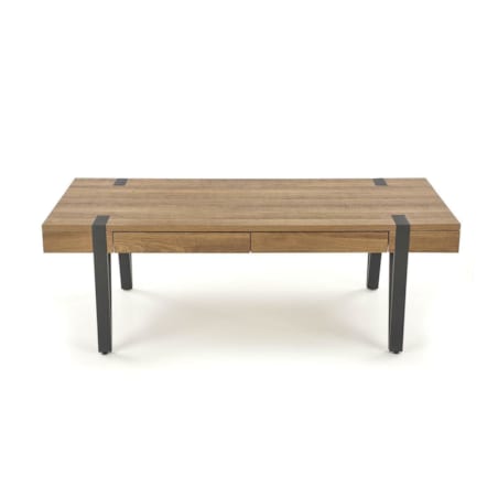 STOLIK KAWOWY Elbait Z 2 SZUFLADAMI orzech miodowy/czarny