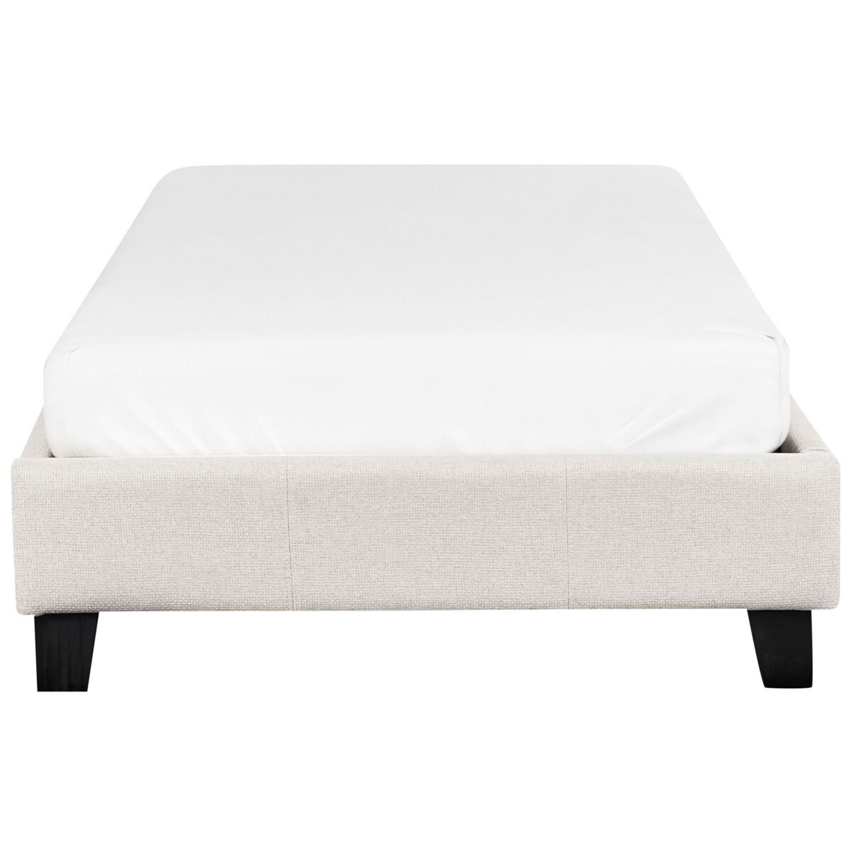 Łóżko tapicerowane ze stelażem jasnobeżowe 90 x 200 cm ROANNE