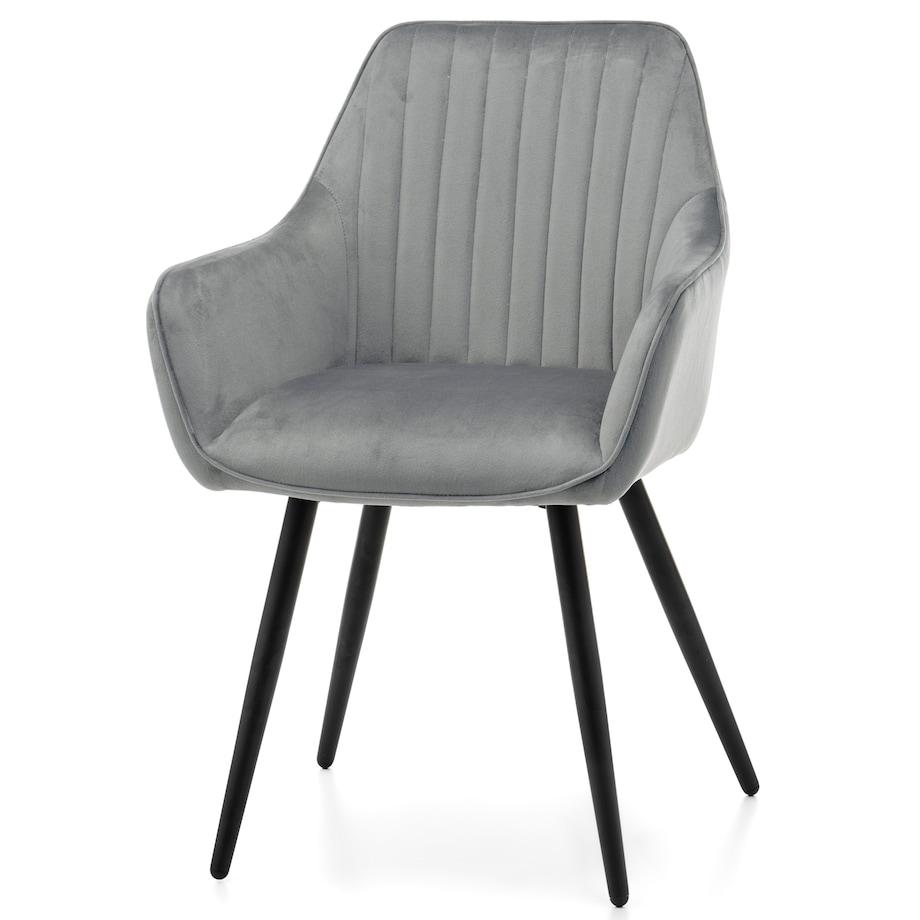 Krzesło tapicerowane pikowane welurowe do salonu jadalni nowoczesne PASSO jasnoszare