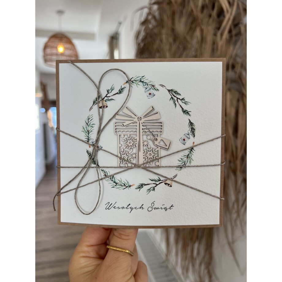Wyjątkowa ręcznie robiona kartka świąteczna na Boże Narodzenie na piękne życzenia świąteczne - prezent