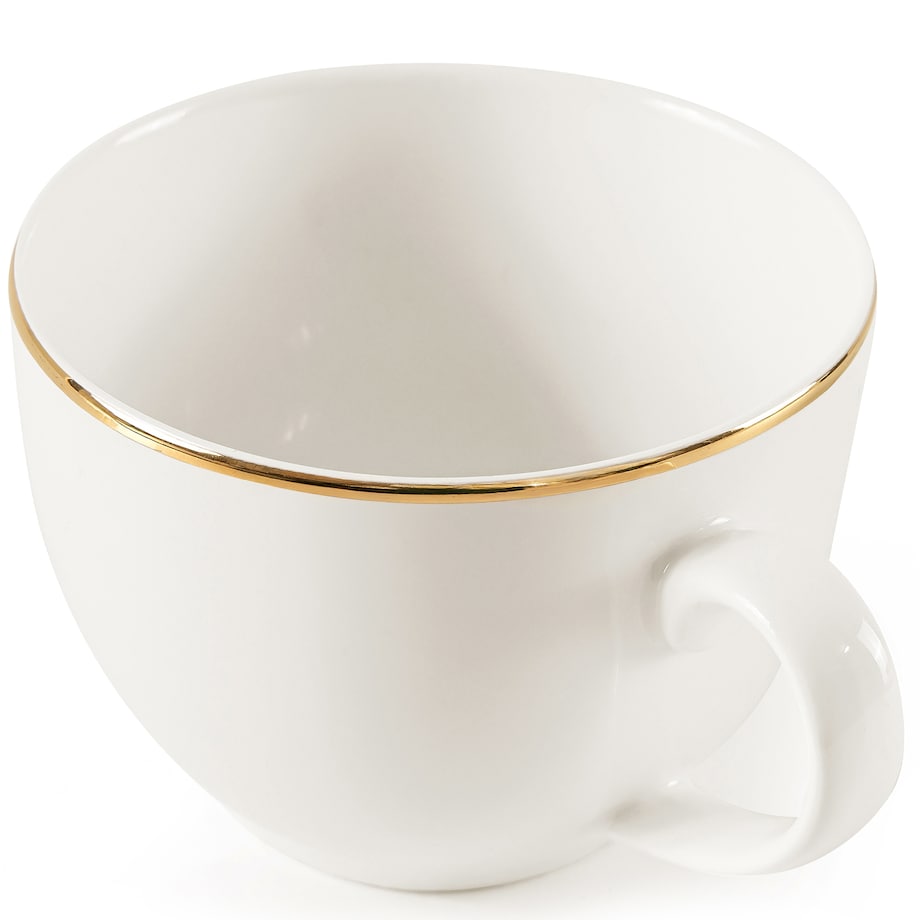 KONSIMO AD BELLA, Filiżanka do kawy ze spodkiem 6 szt., kolor ecru/złoty
