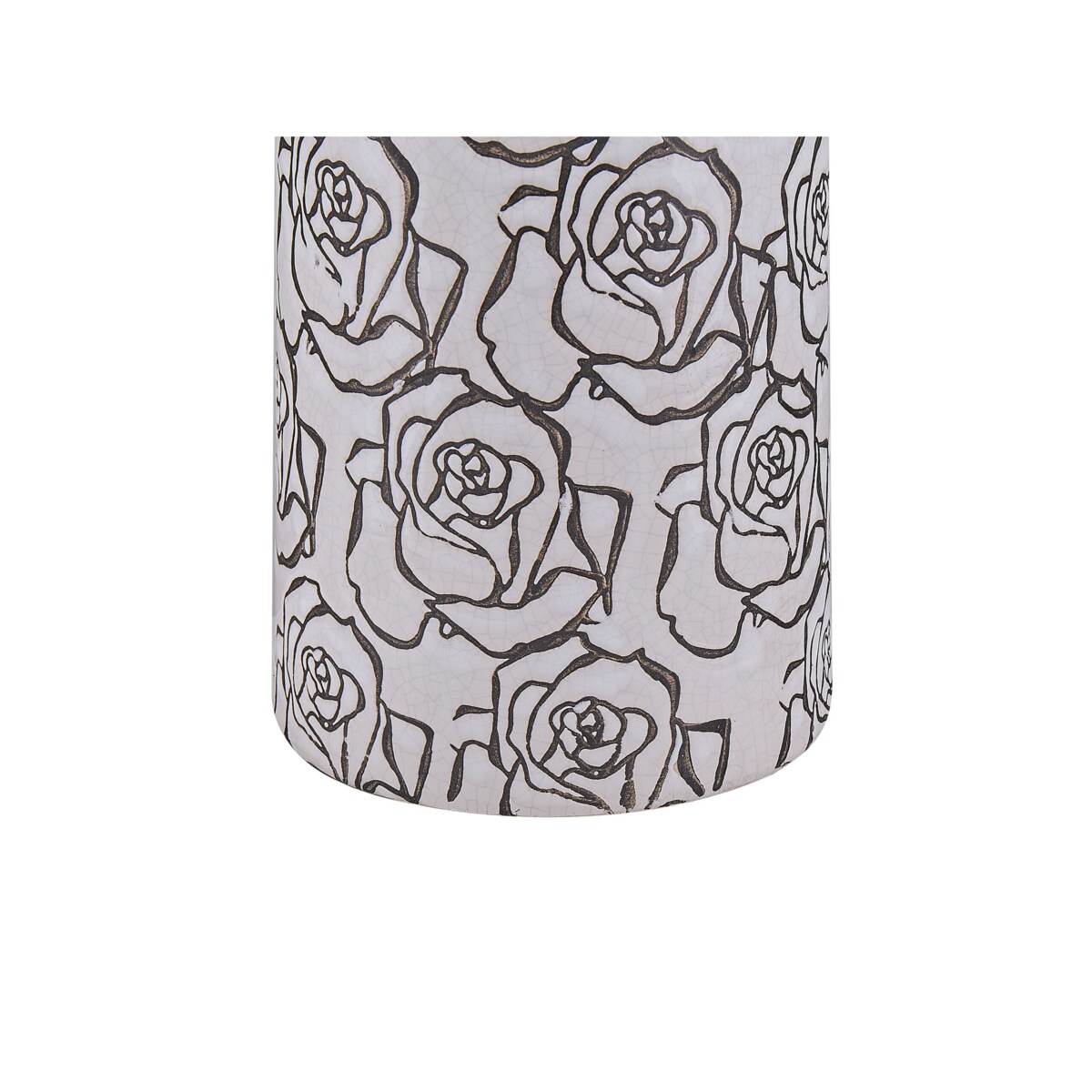 Wazon na kwiaty ceramiczny biały z czarnym ALINDA