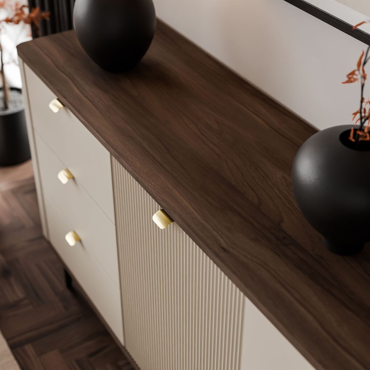 Komoda do przedpokoju AUTUMN 1D6S z sześcioma szufladami, kaszmir / orzech