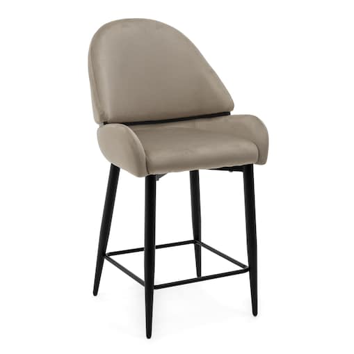 Hoker tapicerowany welurowy do salonu BERGAMO ciemnobeżowy