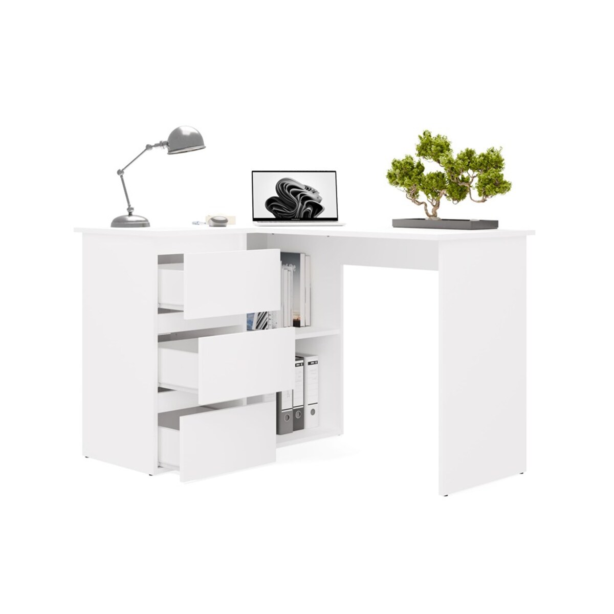 Biurko narożne Nicea lewe białe 120x48,5x75 cm 1 szt.