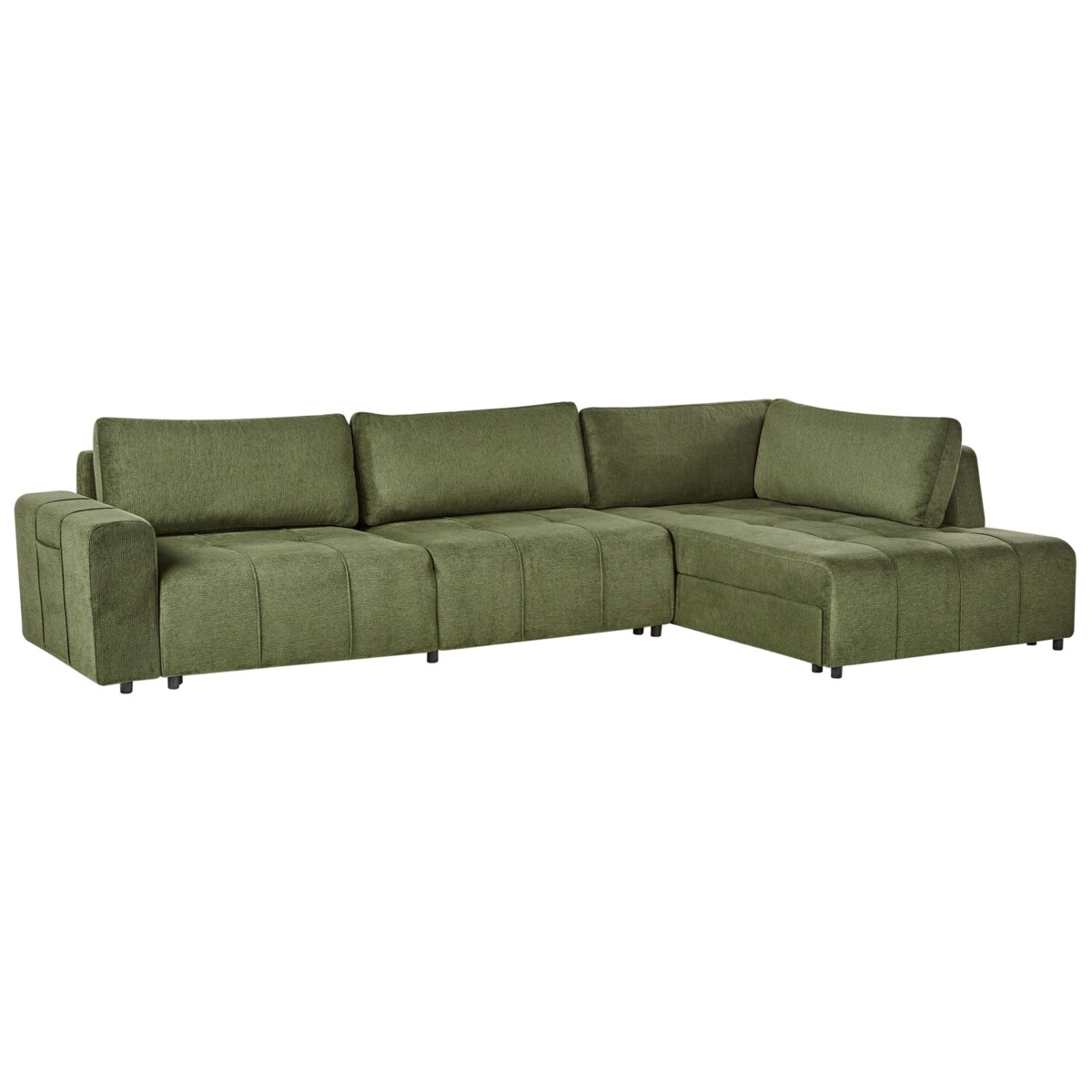 Narożnik rozkładany lewostronny 4-osobowy z pojemnikiem zielony INNVIK