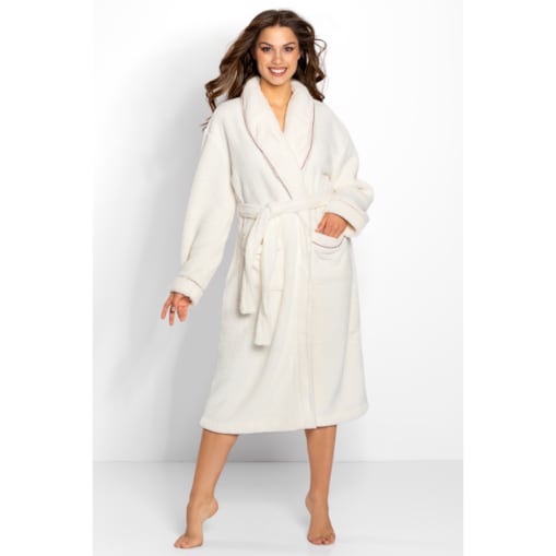 Szlafrok Dolce Vita Long Ecru-Dusty Pink, XXL