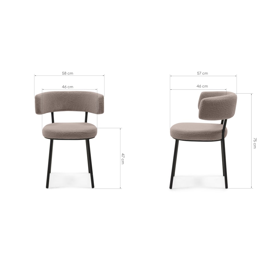 Krzesło IGUNIA 75x58x57 cm brązowoszare/czarne nóżki